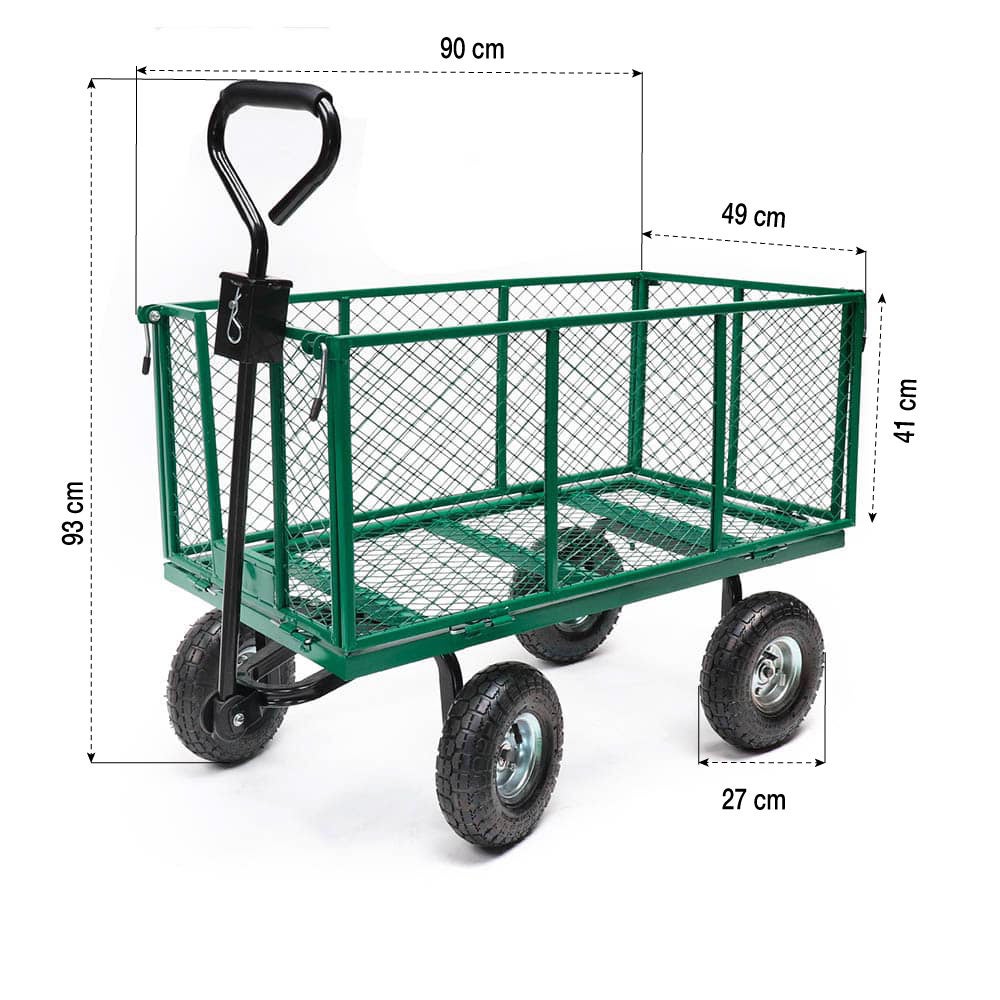 Chariot de Jardin XXL en Métal 300 kg – Remorque de Transport Robuste, Multi-Usage et Facile à Manœuvrer - Idéal pour Bricolage et Jardinage - 3