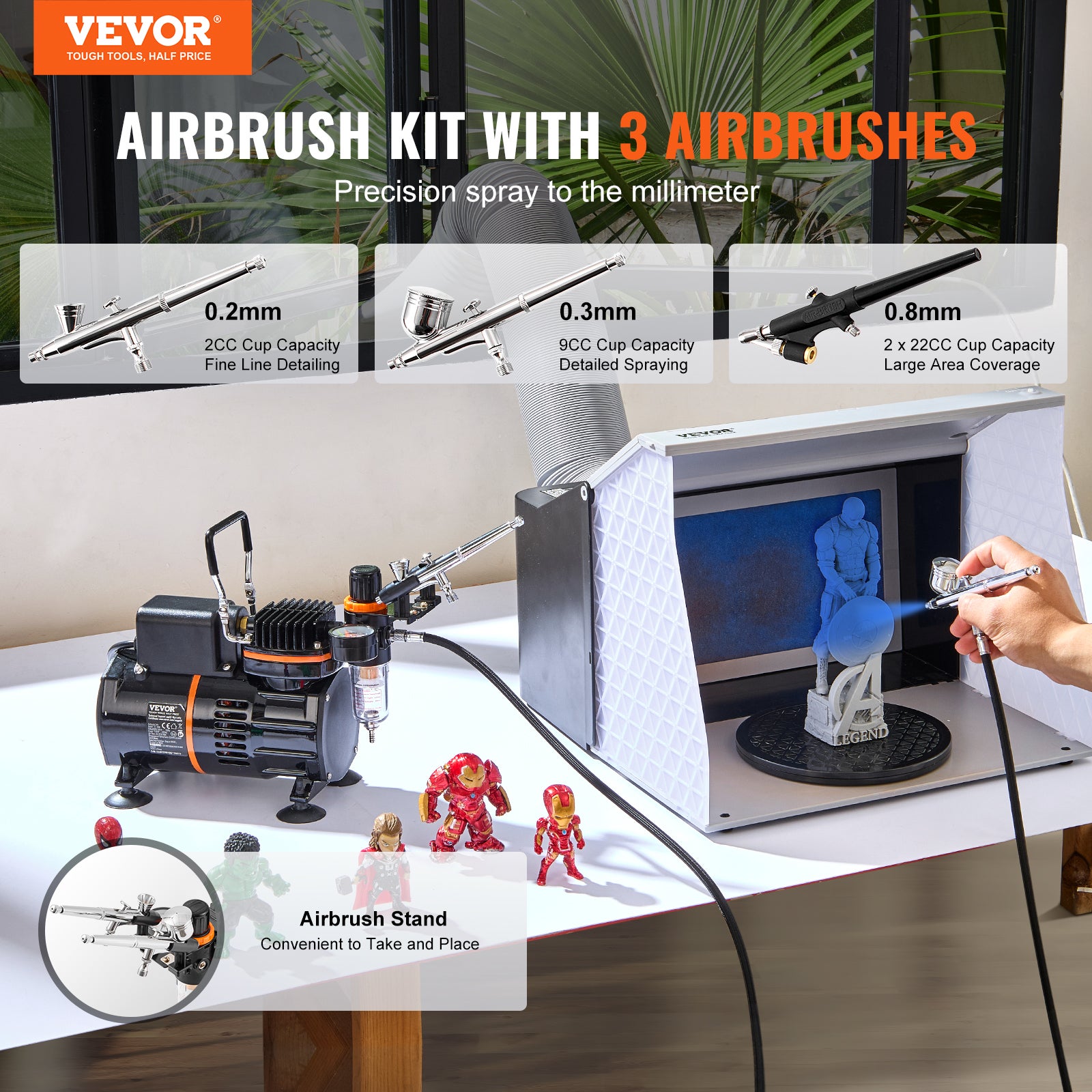 Support Universel Pour Aérographe - Pince Table Jusqu'à 4 Aérographes | Rotation 360° | Pour Gravité/Siphon