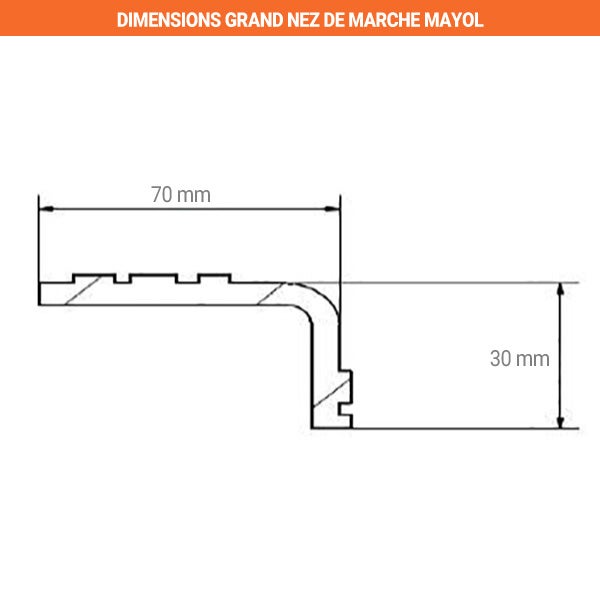 Naso per gradino 70x30 mm - Lunghezza 1000 mm - 040316/10/XL - 2