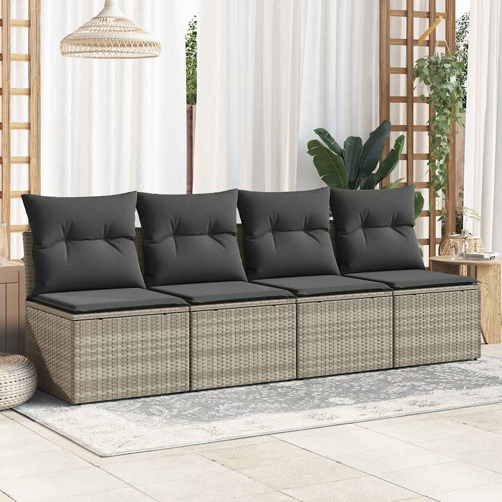 2 pcs conjunto sofás de jardim | Conjunto lounge de jardim c/ almofadões acácia e vime PE CFW98867 - 3