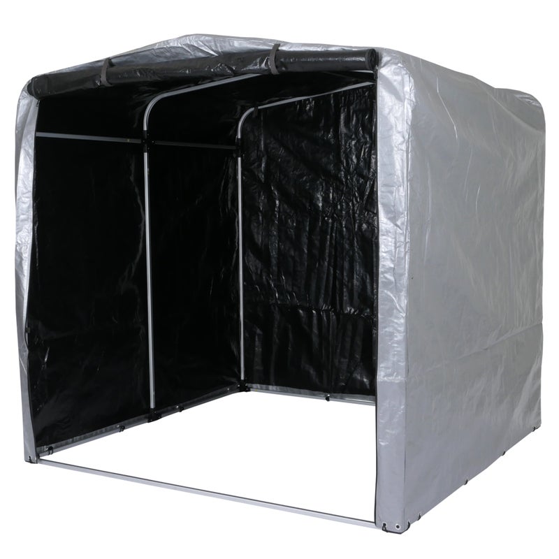 Garaż rowerowy HWC-N61, foliowy namiot garażowy, aluminiowy, wodoodporny, ochrona UV, 201x201x201cm ~ srebrny