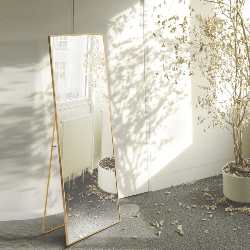 Miroir sur pied, Miroir chambre, Miroir mural, 150x40cm, Il peut être suspendu, placé verticalement ou contre un mur, Miroir mural rectangulaire, Doré - 3