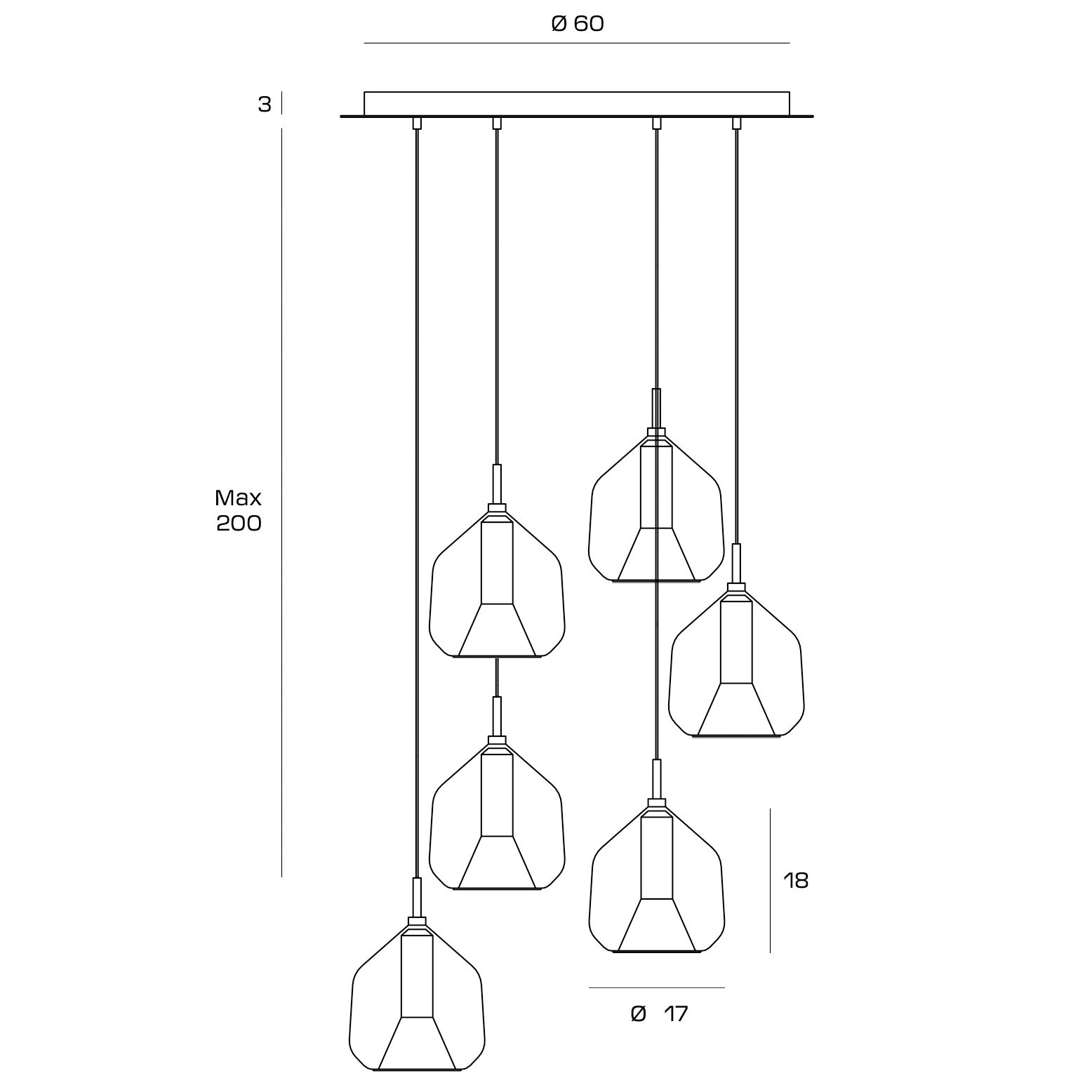 X-RAY suspension, grand modèle, cuivre - 4