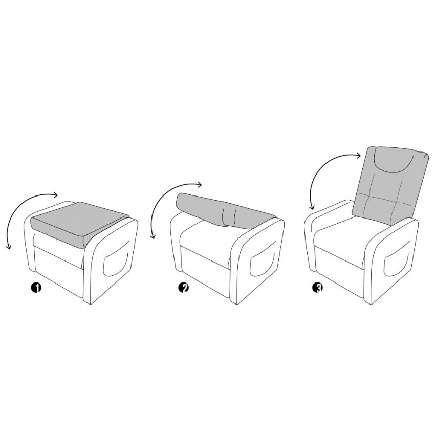 Poltrona Relax Reclinabile 4 ruote con Poggiapiedi in Tessuto Beautiful - Grigio Scuro - 7