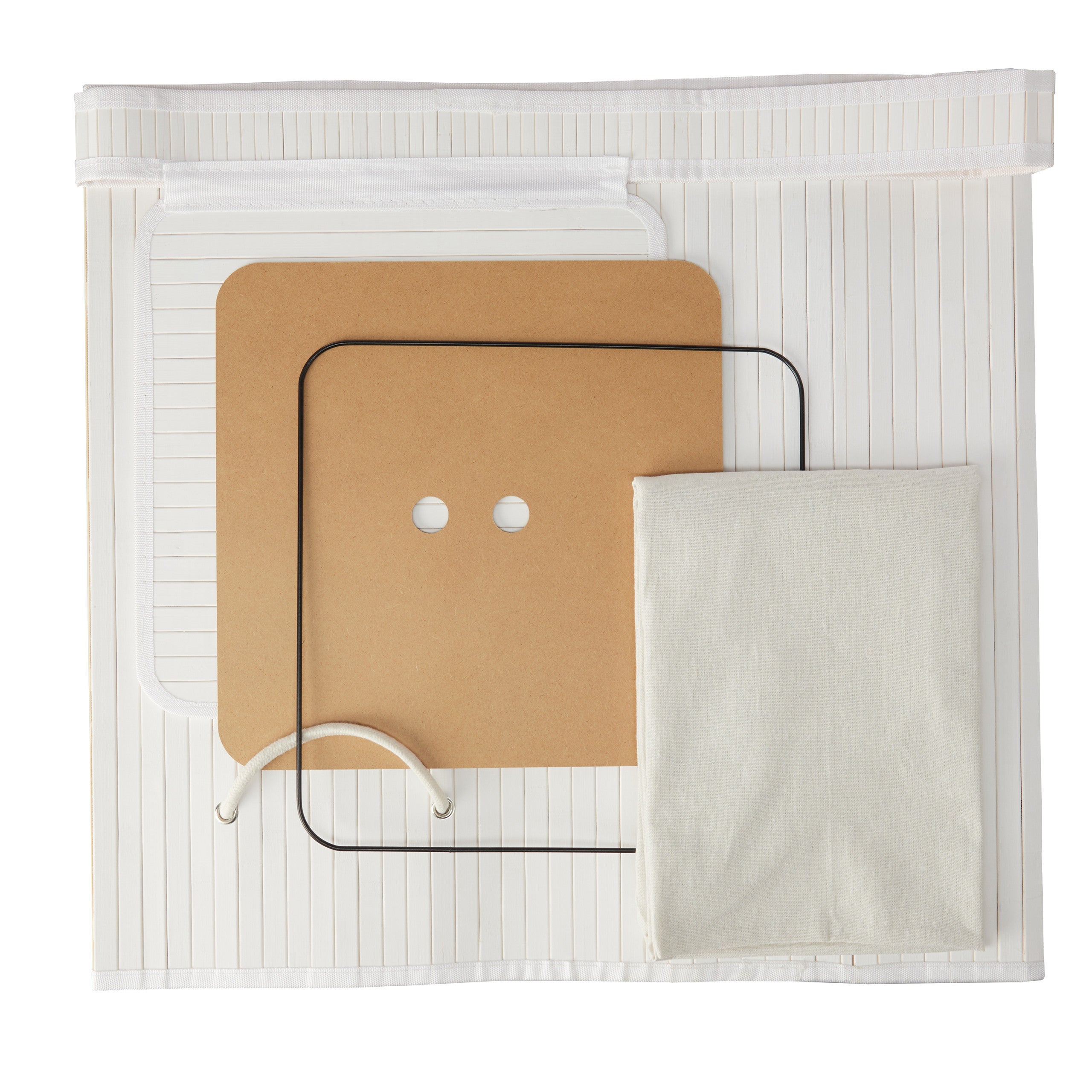 Corbeille à linge pliable, Bambou, avec anse, 70 litres, couvercle, HxlxP 63 x 36 x 36 cm, blanc, Relaxdays - 9