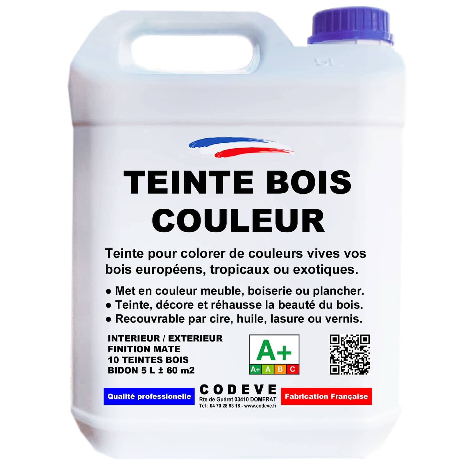 Teinte Bois Couleur - 5 L - Codeve Bois - Blanc - Pour La Teinture En ...