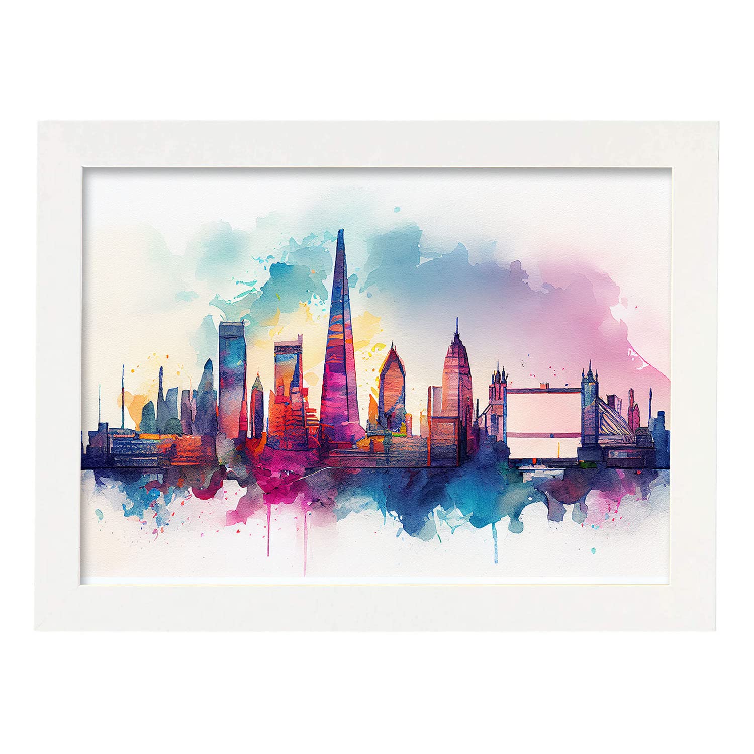 Nacnic poster de londres en estilo acuarela ilustraciones a todo color de ciudades y monumentos del mundo y modelo 2 a3 con marco blancos