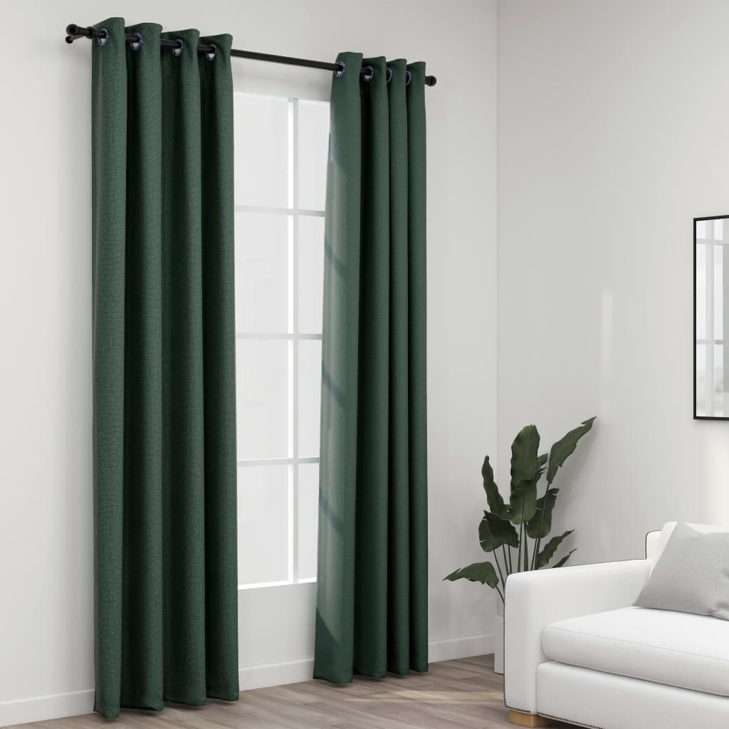 Tende Oscuranti Per Interni Effetto Marmo Verde - 2 Pannelli 140x175 Cm - Termiche E Isolanti Con Occhielli