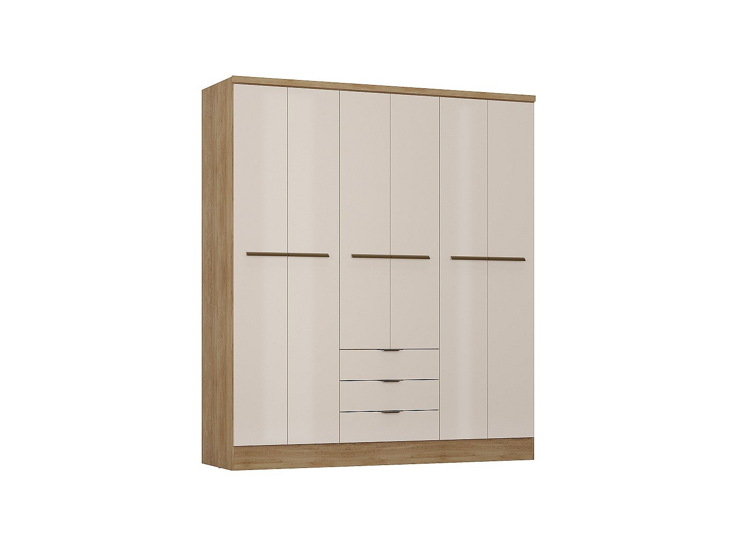 Armoire 6 portes et 3 tiroirs - L180 cm - Coloris : Beige et naturel - PEROLI - 2