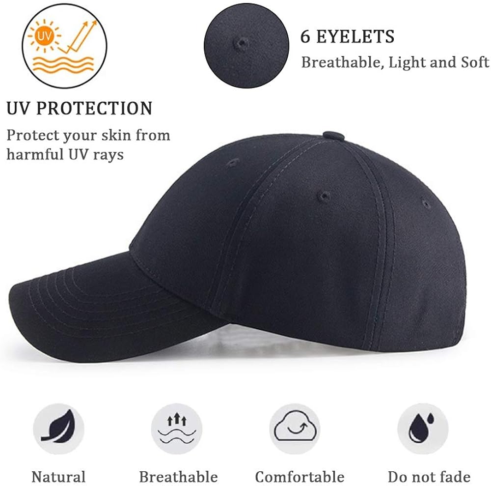 Casquette de Baseball Casquette Classic 6 Panel Adjustable Sport pour Homme et Femme Convient aux Tours de tête 56-59cm - 2