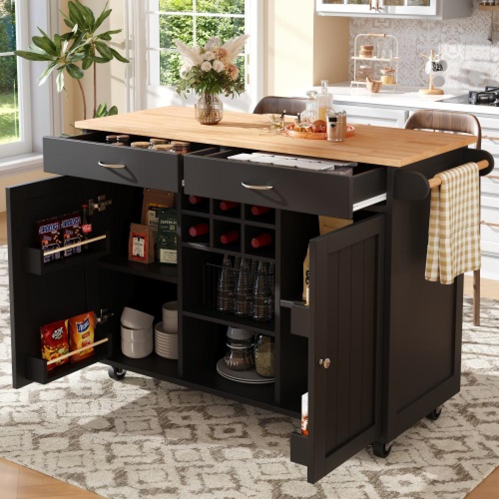 Leroy Merlin Isla de cocina moderna 102×45×92 cm, mueble multifuncional de madera, buffet y carrito 
