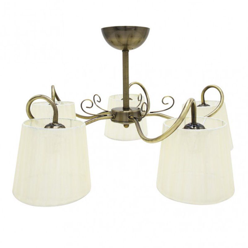 Lampe de 5 lumières modèle CUZCO cuir satiné avec écran FABRILAMP - 3