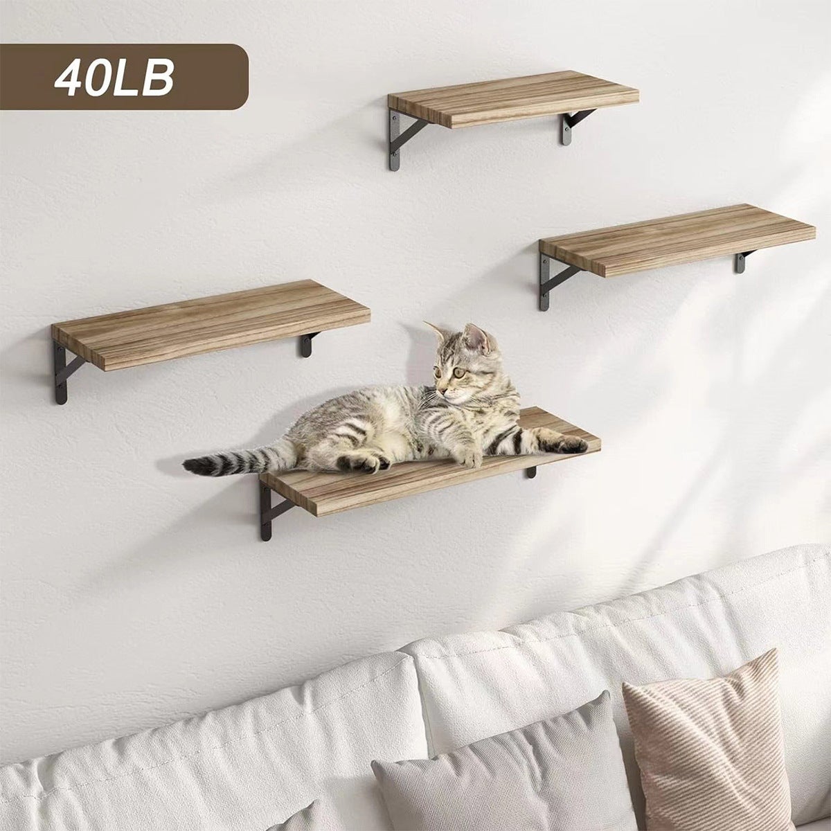 Étagère Murale, Tablette Flottant, Lot de 4, Étagère de Rangement Suspendue, pour Salon, Cuisine, Bureau, Salle de Bain - 3