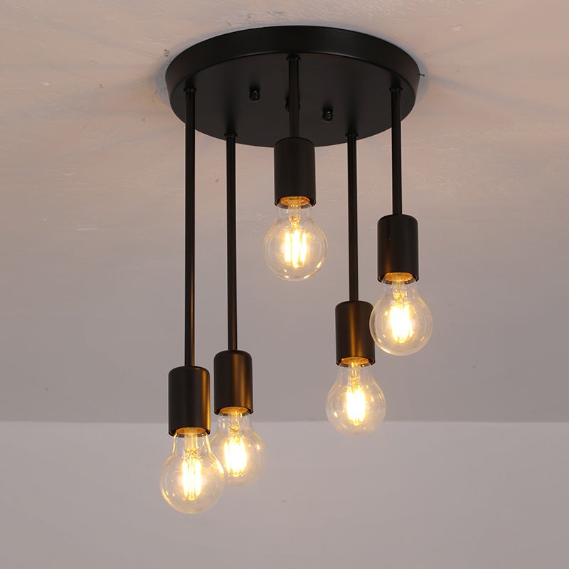 Retro metalowy plafon, plafon z 5 żarówkami E27, nowoczesna lampa wisząca do salonu, kuchni, baru (bez żarówki)