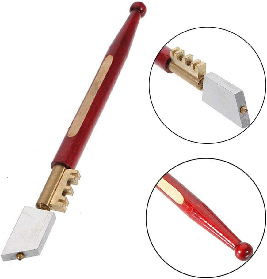 Utensile per il taglio del vetro, tagliavetro diamantato per impieghi gravosi per tagliare vetri fino a 8 mm di spessore – Manico in ottone – Manico i - 4