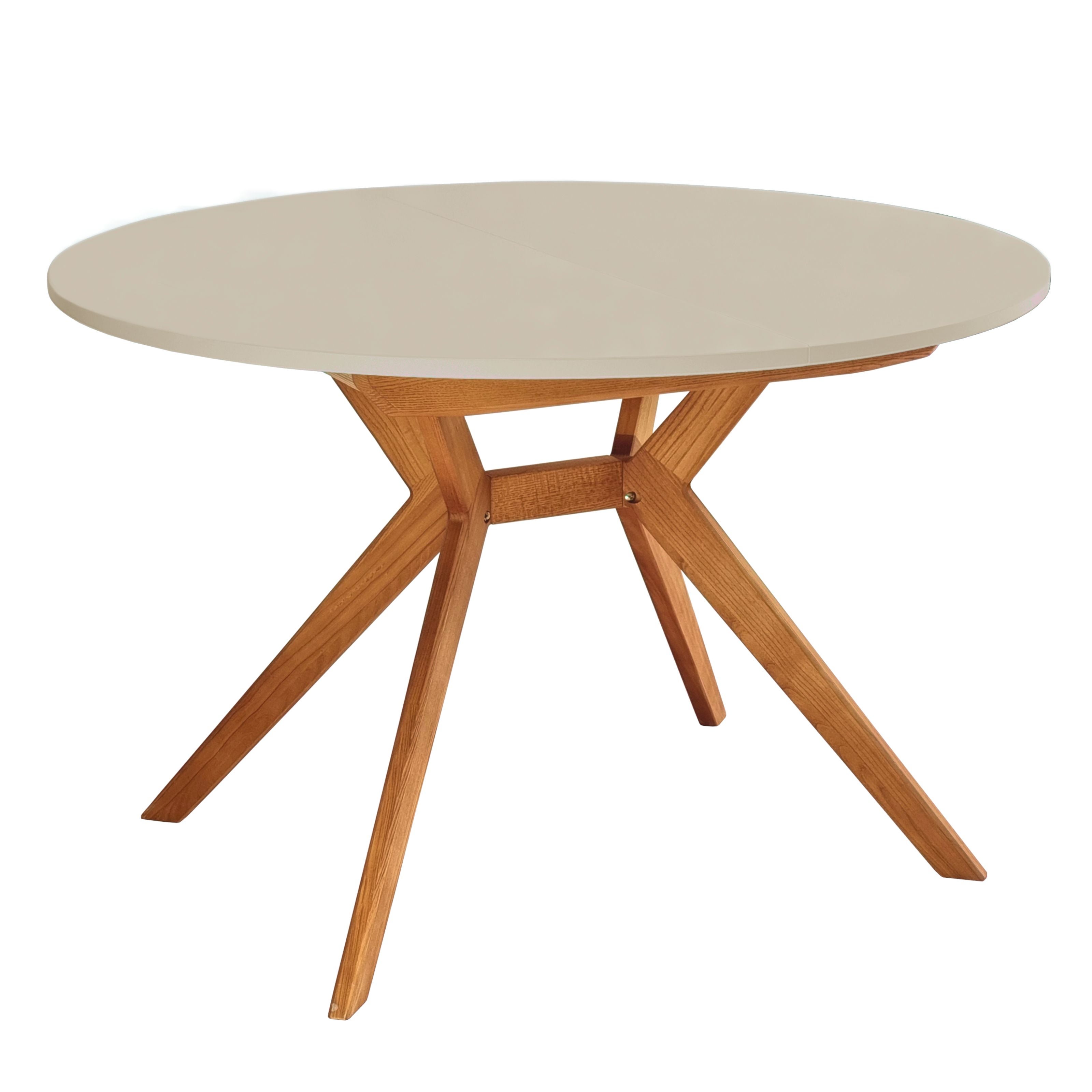 Table à manger ronde extensible Biju 110 cm, Brun beige, chêne, table à ...