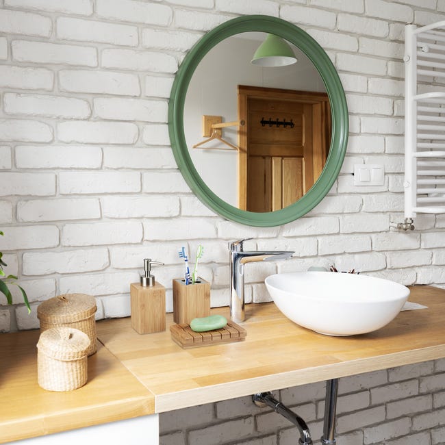Set Accessori Bagno In Bambù CERBIOR 6 Pezzi Nero | Portasapone, Portaspazzolino, Dispenser Sapone, Scopino WC, Pattumiera | Kit Completo Elegante Per Arredo Bagno