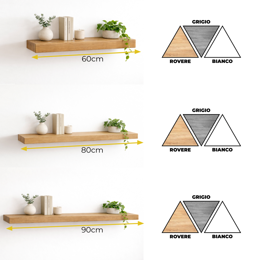 MAKA Mensola a Muro Moderna 60-80-90 cm, Scaffale da Parete Salvaspazio in Legno MDF. Design Rovere per Soggiorno, Camera, Cucina con staffa inclusa - 8