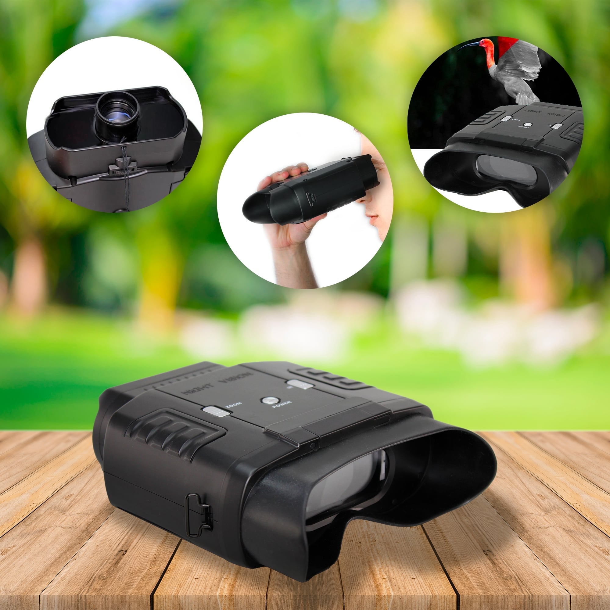 Binocolo per visione notturna a infrarossi FISHTEC, Portata 300 m, Registrazione foto e video, Zoom digitale, Custodia inclusa. - 2