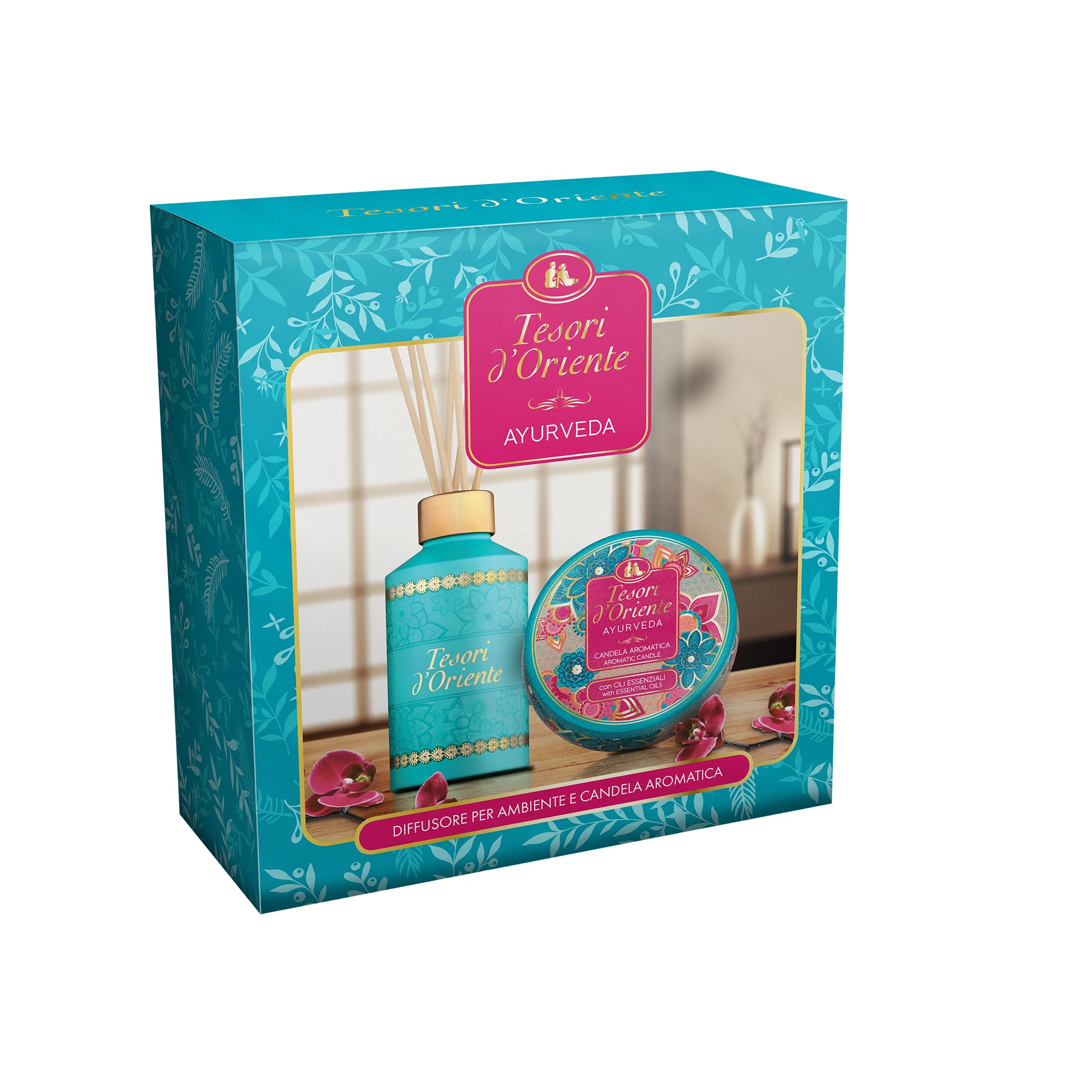 Set Profumazione Ambiente Tesori D'Oriente - Diffusore Con Bastoncini E Candela, Fragranza Ayurveda - Foto 3