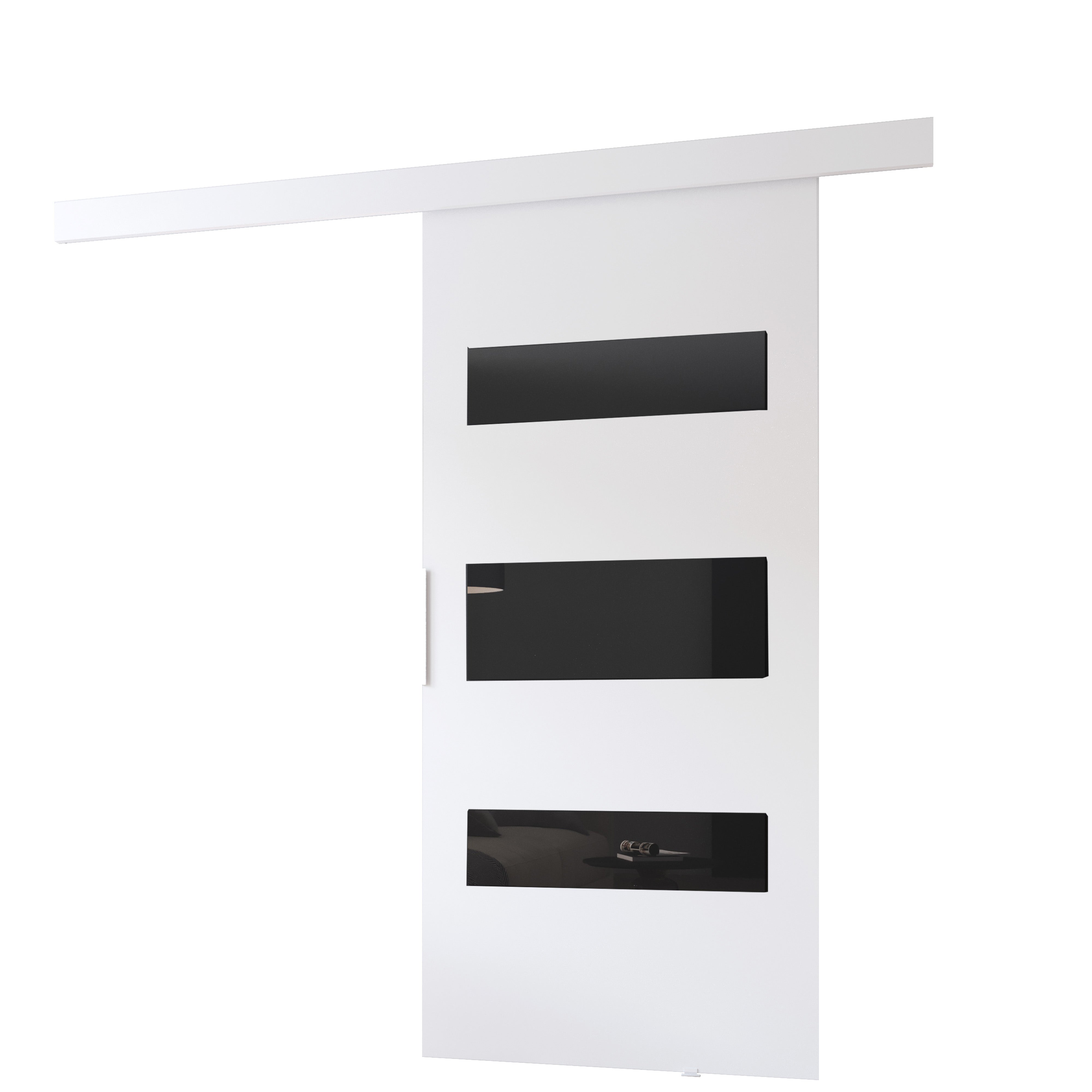 Drzwi przesuwne wewnętrzne CLEAN D 76 cm w kolorze białym.