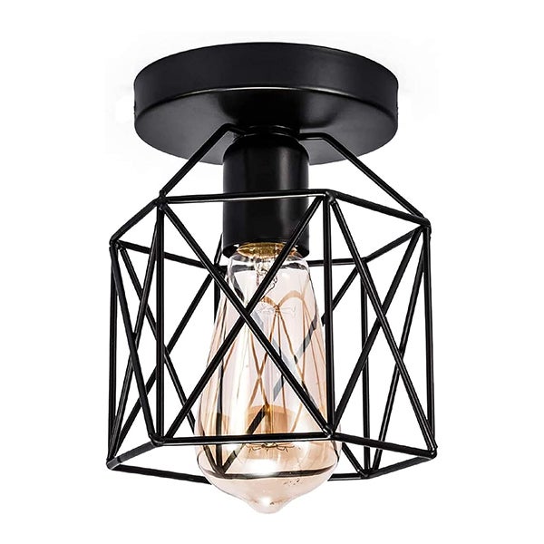Lampa w stylu industrialnym / Kinkiet - Lampa sufitowa LED - Konstrukcja z metalowej klatki - E27 - Do eleganckich wnętrz (Żarówka nie jest dołączona)