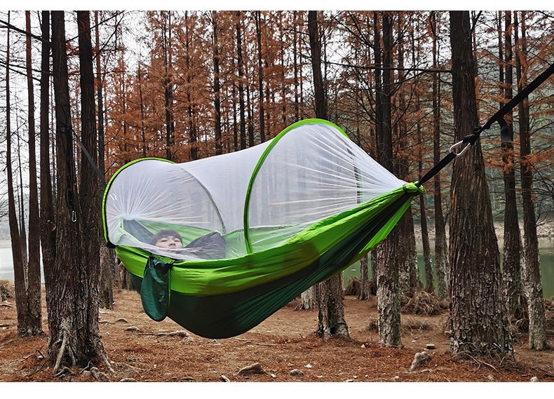 Camping Hammock With Mosquito Net - 300kg Capacity Parachute Nylon Double Hammock 290x140cm Complete Set