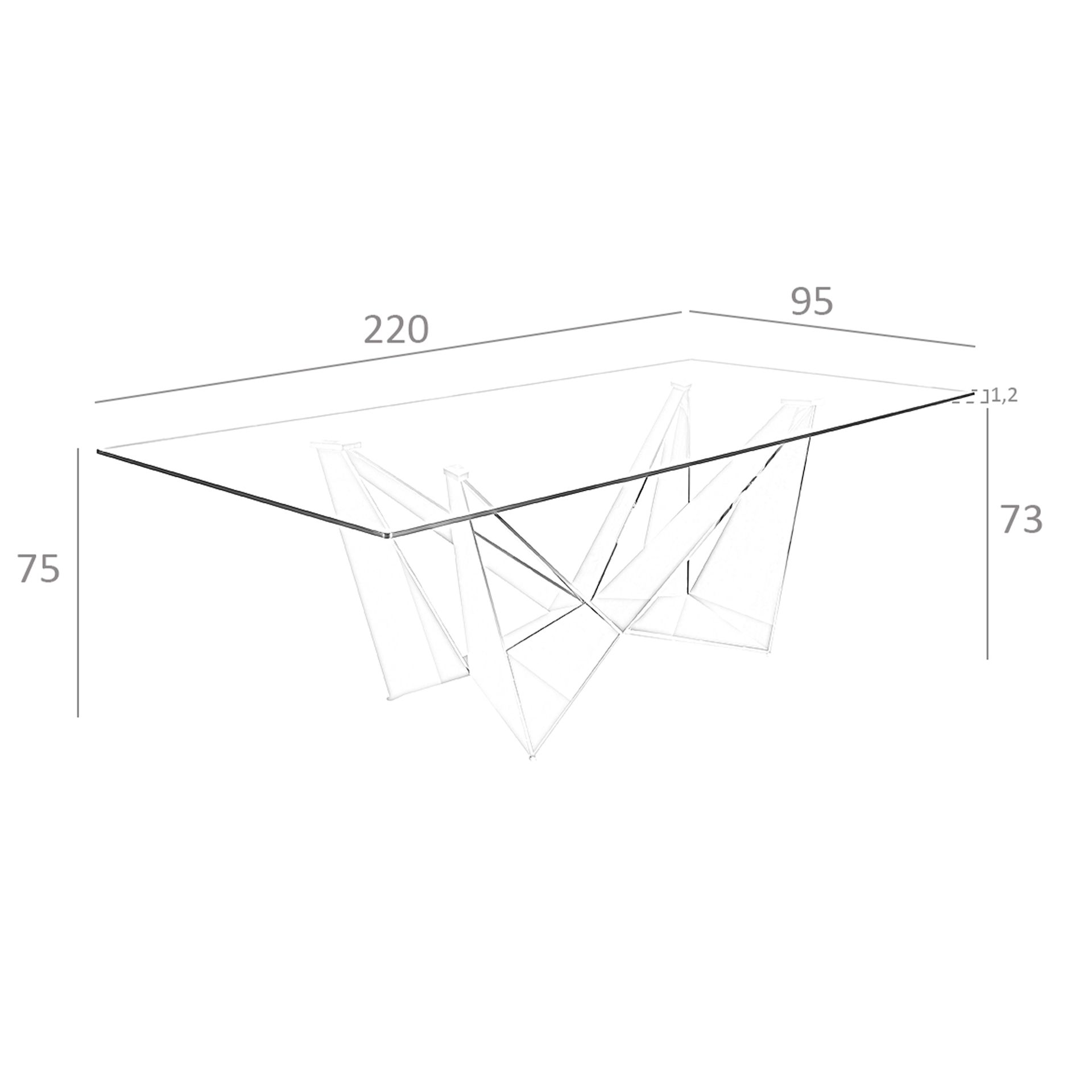 Table à manger rectangulaire en verre 240 x 120 x 75 cm. - 8