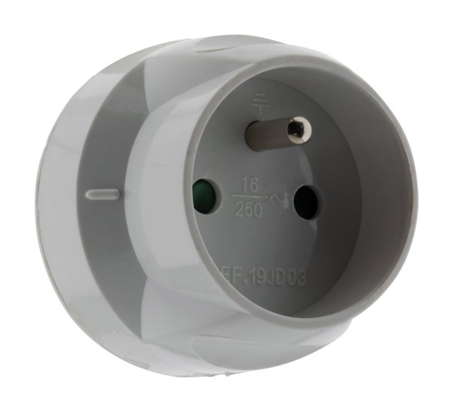 Adaptateur transformateur électrique - fiche mâle 20A vers fiche femelle 16A - Blanc - Zenitech