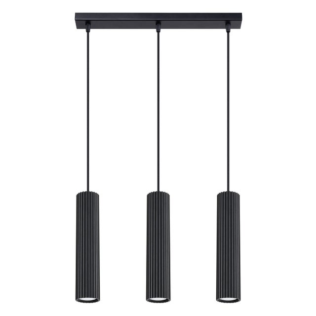 Lampa wisząca Karbon czarna 3xGU10x10W do kuchni wym: 98 x 45 x 6,5 cm aluminium Sollux Lighting