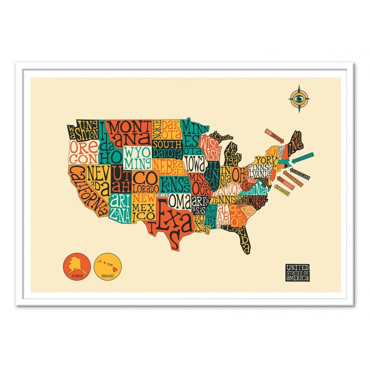Art-Poster - United States Map - Jazzberry Blue - 50 x 70 cm - 3