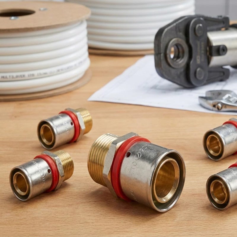 Raccord mâle 1/2'' pour tube multicouche 16 mm, à utiliser avec machine à sertir, gris - 8