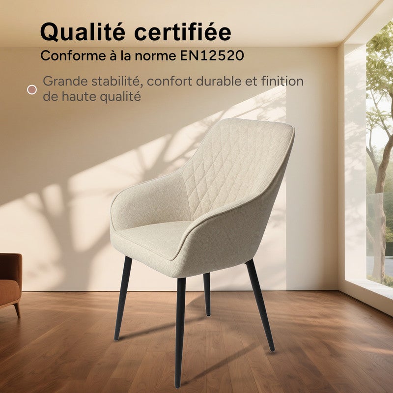 chairus Set di 2 sedie da cucina moderne in ciniglia, imbottite, con gambe in metallo, per sala da pranzo, cucina, ristorante, colore: bianco