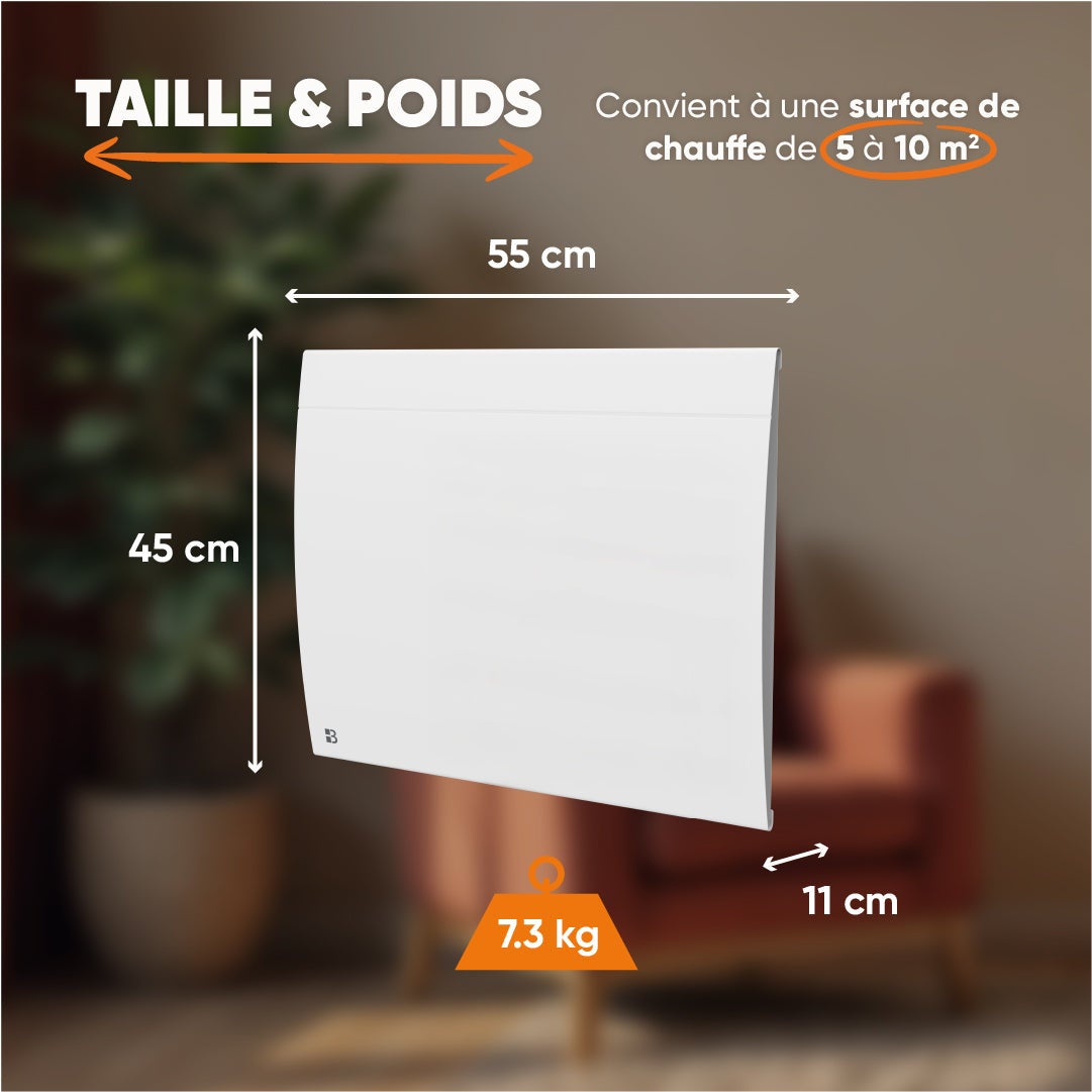 Radiateur électrique fixe connecté WIFI à inertie sèche céramique 1000W Bestherm ILLO CONNECT horizontal blanc - 6