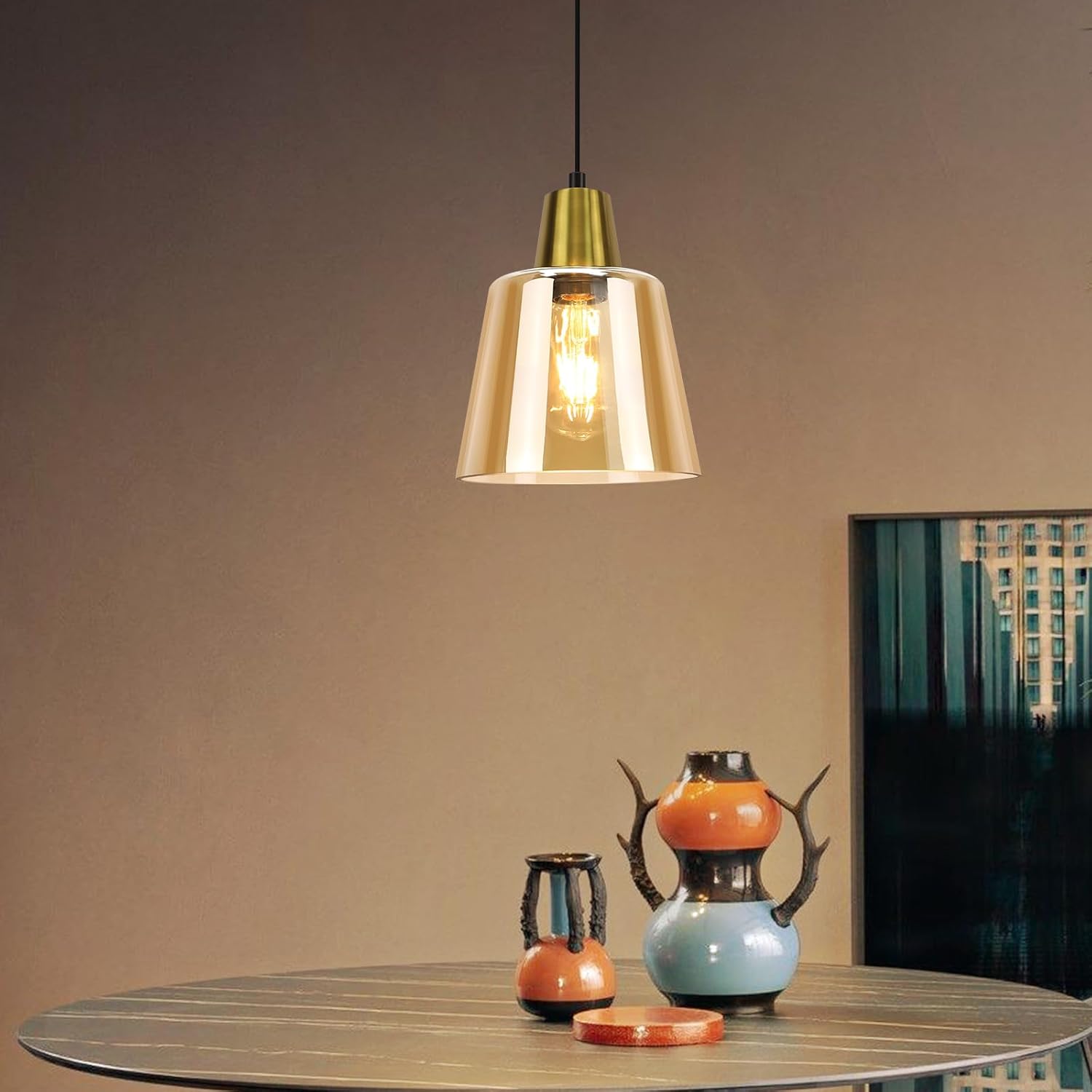 ZMH Lampa wisząca do jadalni, 1 żarówka, E27, przezroczysta; Lampa wisząca do sypialni/hotelu