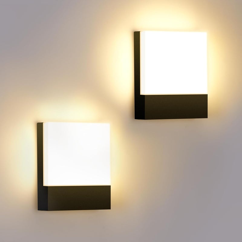 15 W, czarna lampa ścienna zewnętrzna LED, ciepła biel 3000 K, lampa ścienna do wnętrz, nowoczesny design do sypialni, salonu, klatki schodowej, koryt