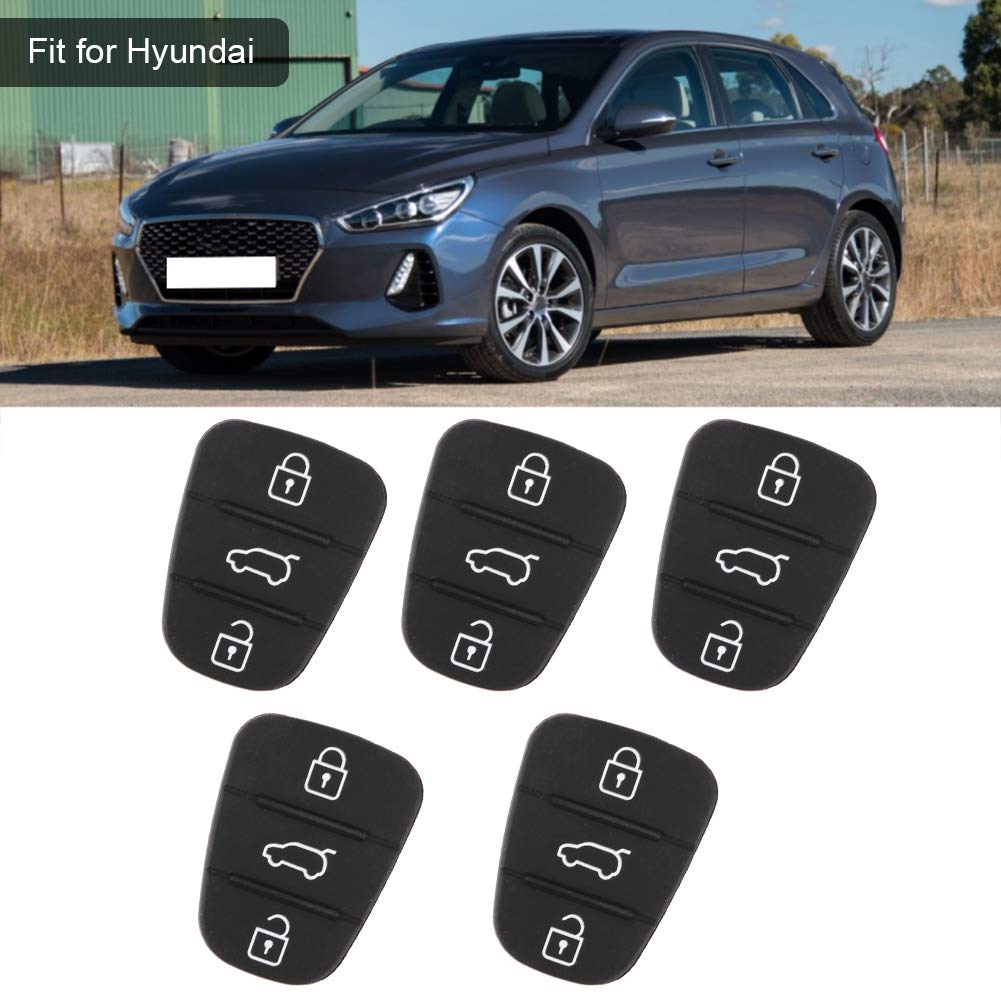 5 pezzi di ricambio per chiave auto telecomando in gomma a 3 pulsanti adatta per Hyundai adatta per Kia (senza lettere) - 7