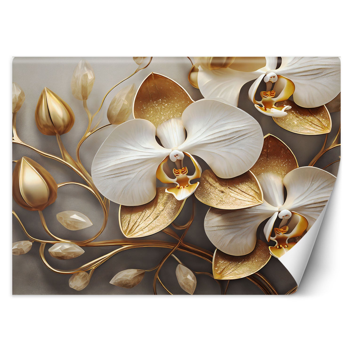 Fototapeta, Orchidea glamour złoty 100x70