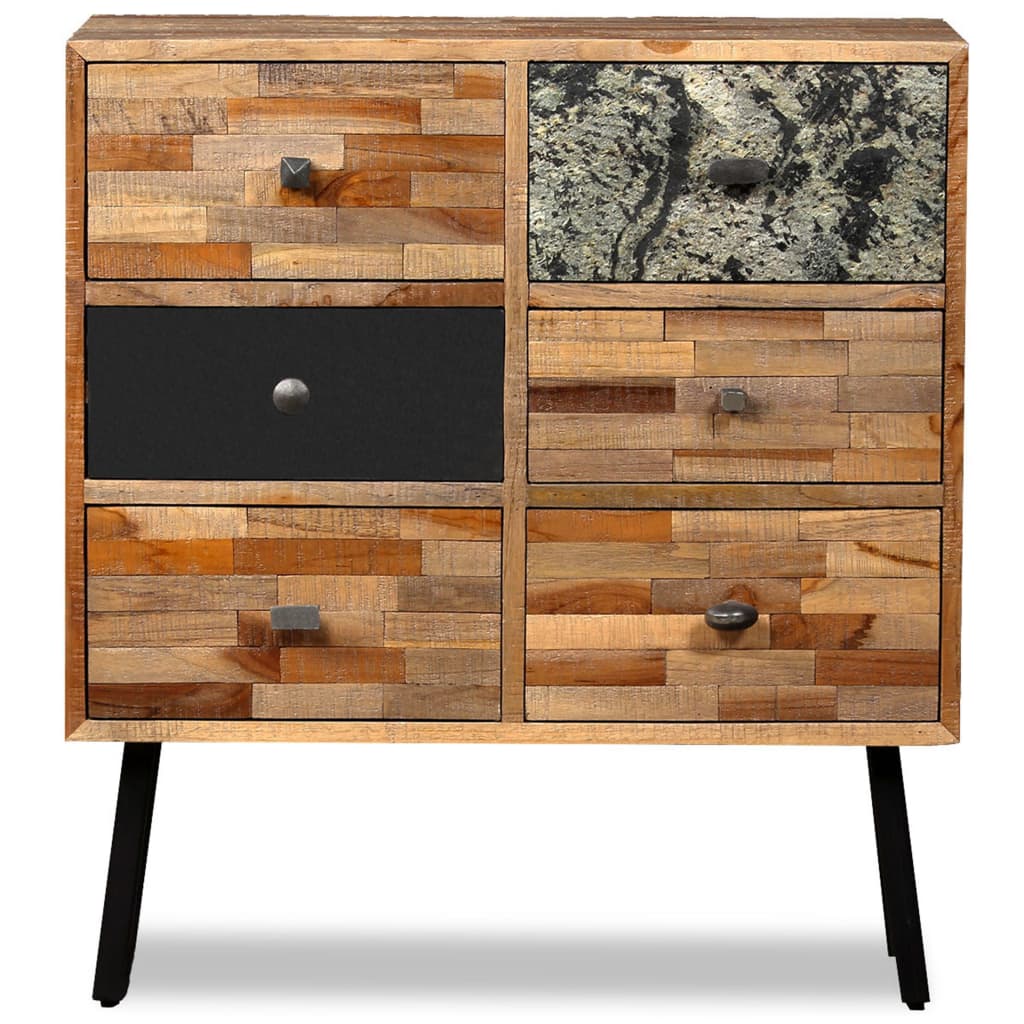 Buffet En Bois De Manguier Massif – 110x35x65 Cm – 1 Porte + 1 étagère – Style Rustique – À Assembler – Fixation Murale Incluse - 10