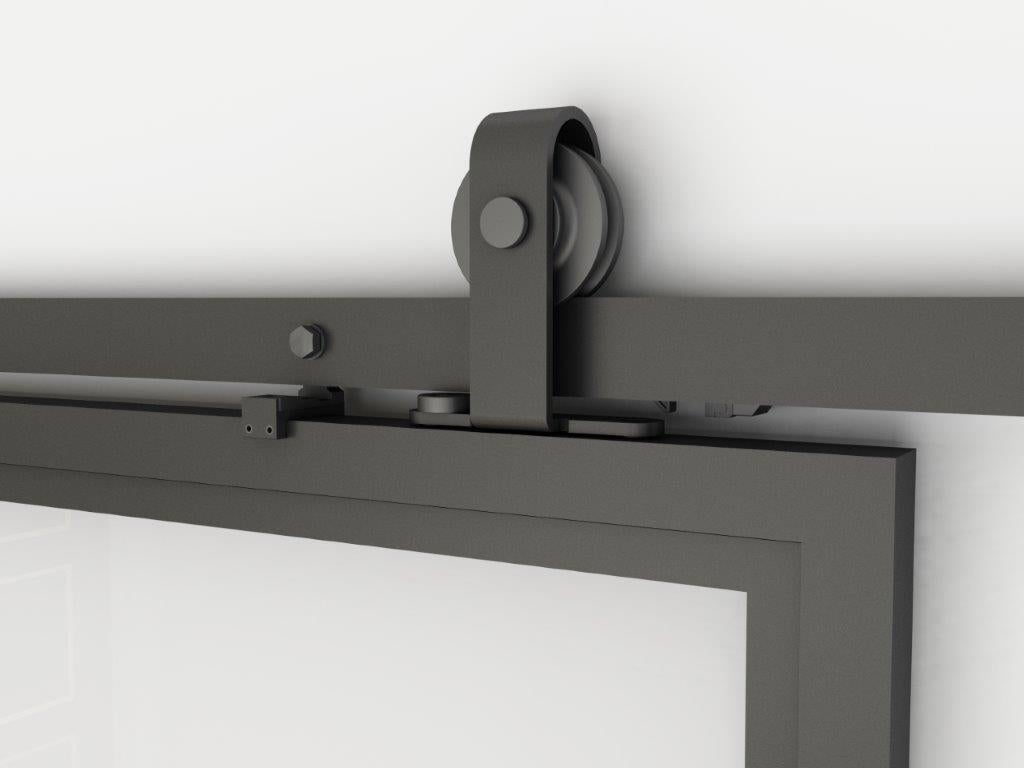 Schulte porte coulissante en verre, 90x215cm, porte coulissante intérieure, porte vitrée, porte verrière, décor industriel, noir - double softclose - 5