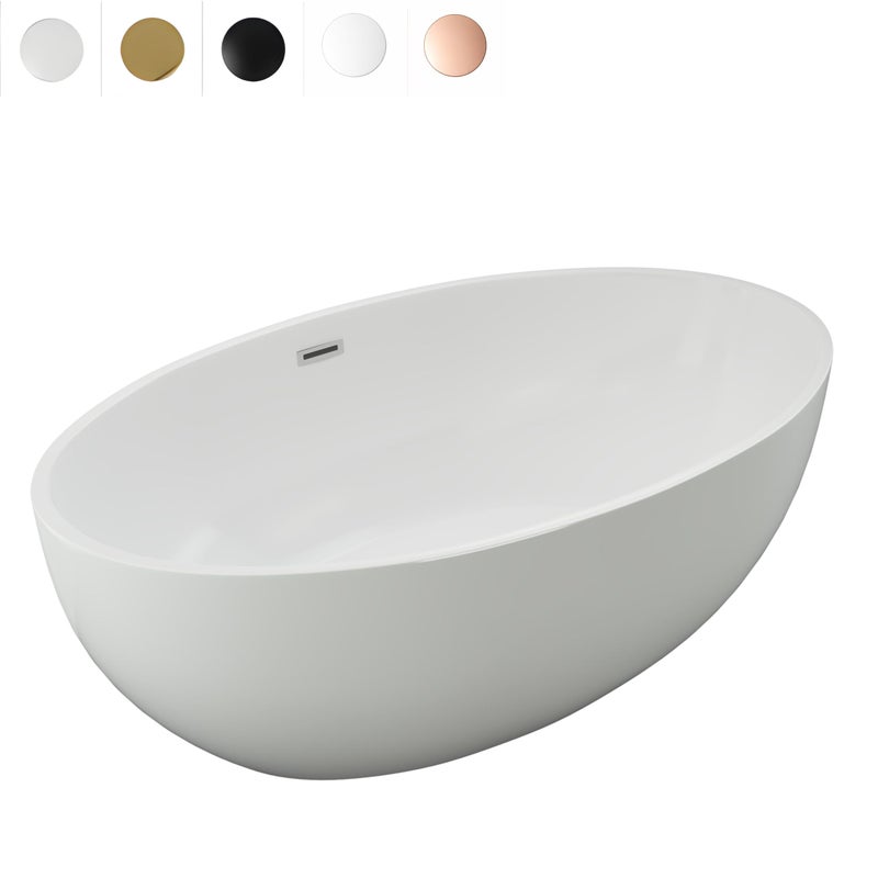 WANNA WOLNOSTOJĄCA LUNA AKRYLOWA 175 X 100 BIAŁA + SYFON KOREK PRZELEW 5 KOLORÓW