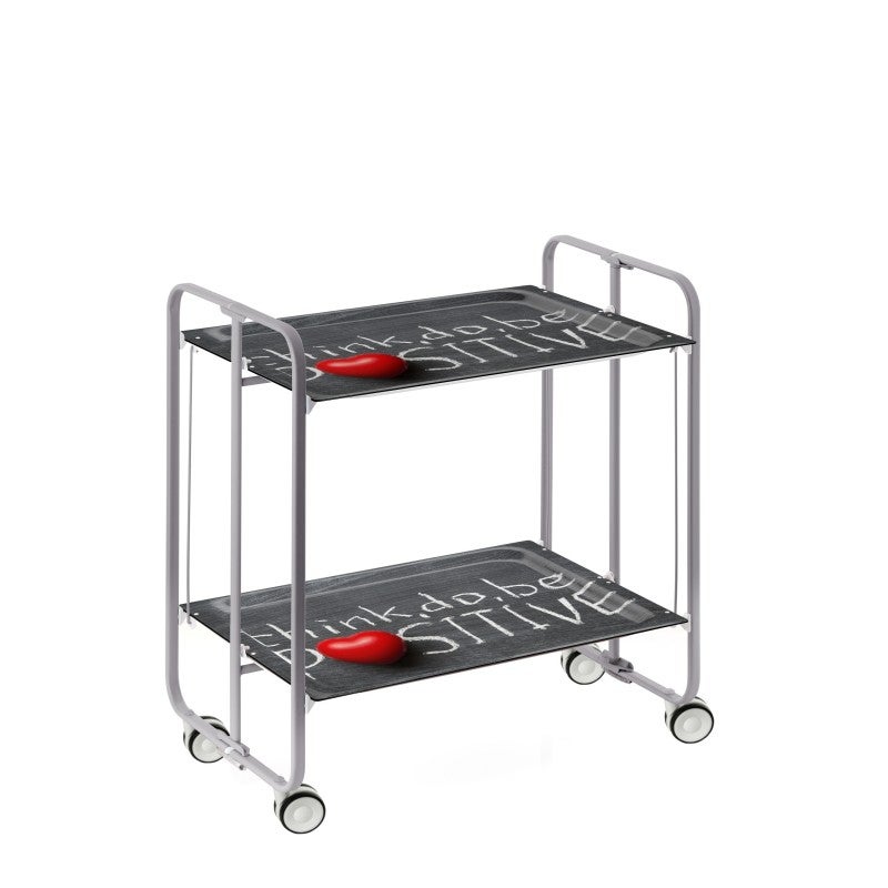 Don hierro - carrito auxiliar plegable bauhaus con ruedas – armazón metálico gris, 2 niveles, 4 posiciones ajustables-
