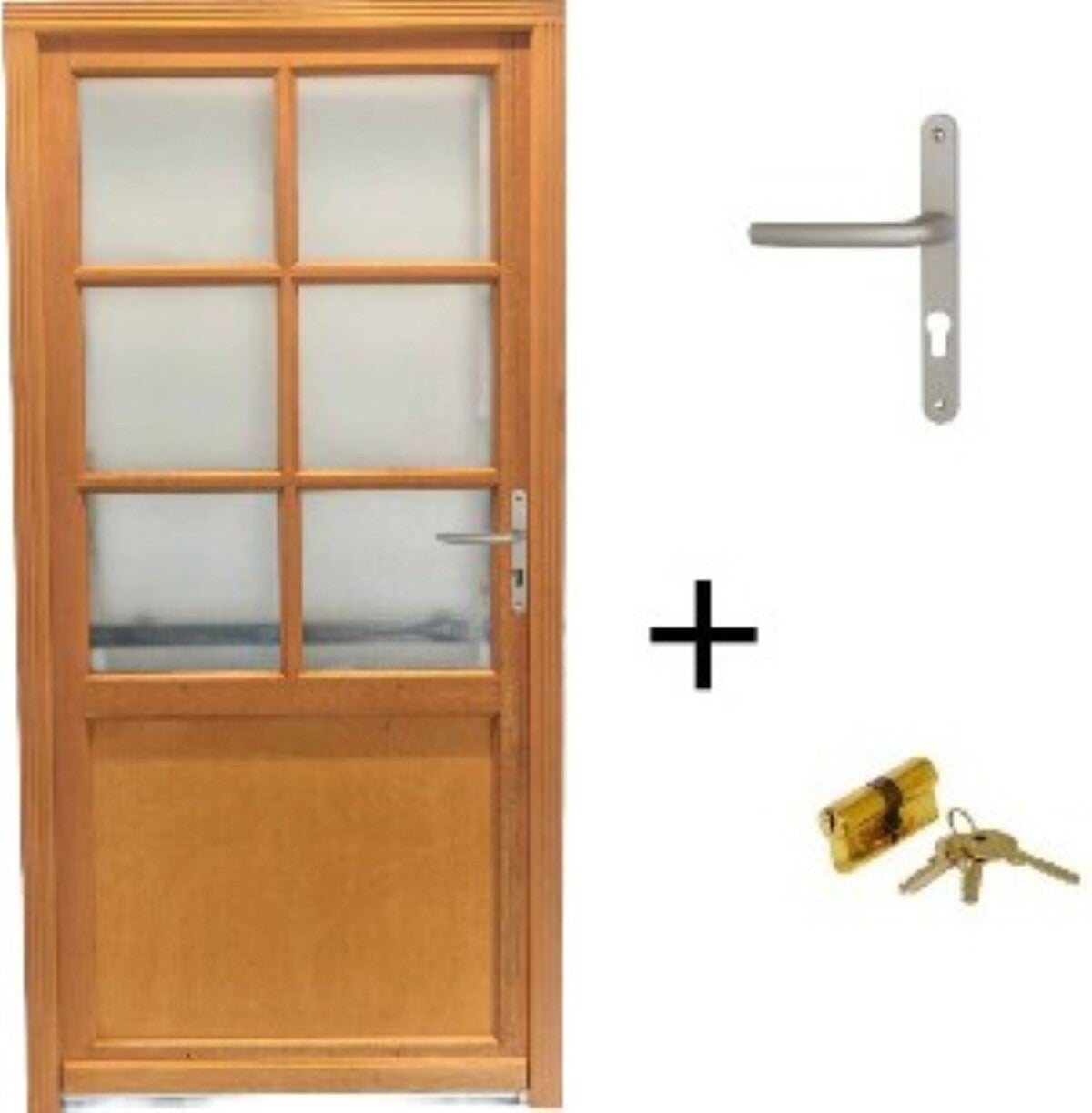 Porte De Service Bois Vitrée Naxos, H.200 X L.90 Côte Tableau, P.gauche , Poignée, Barillet Gd Menuiseries - 2