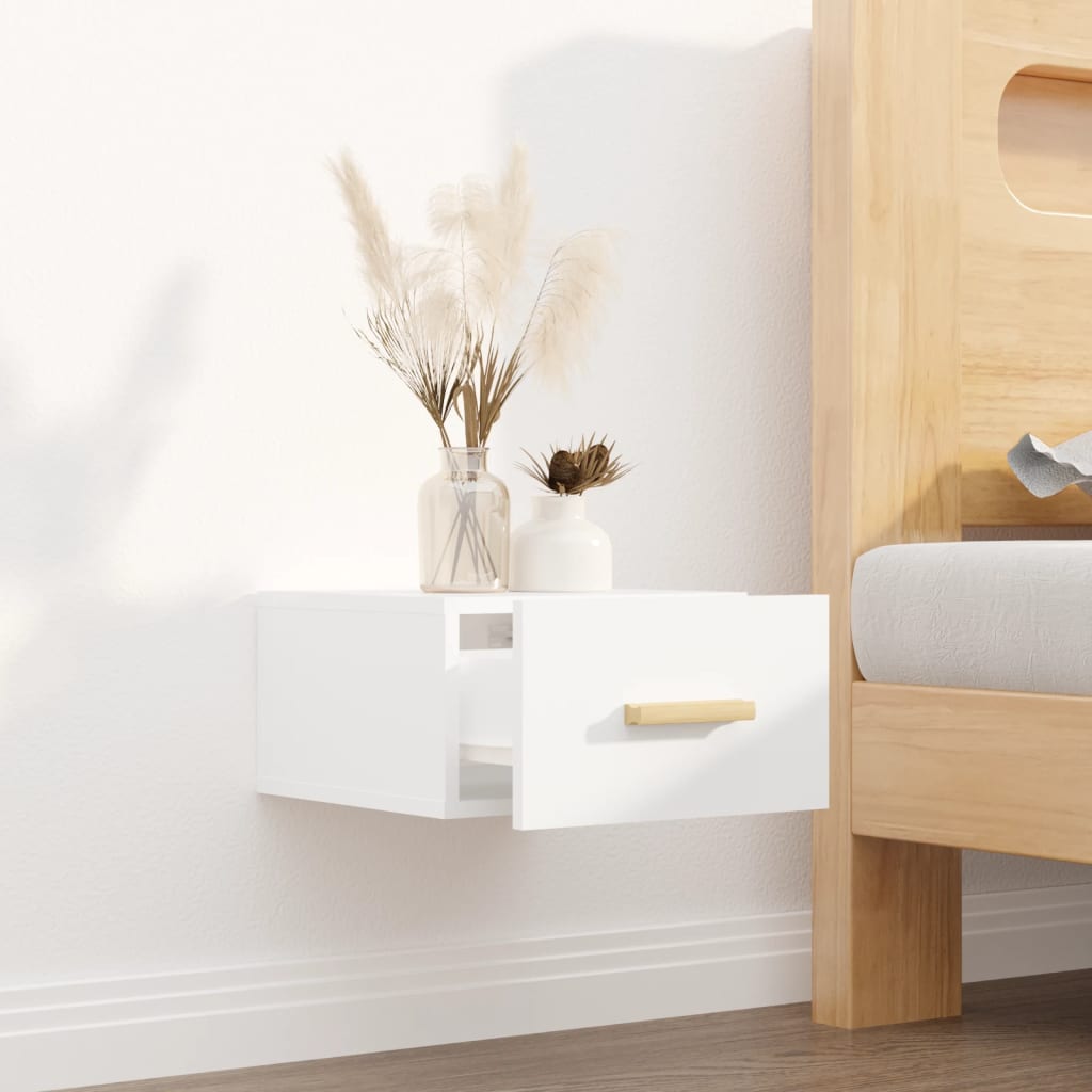 Mesita de noche de pared，Mesilla de noche flotante blanco 35x35x20 cm CFW45185 - 3