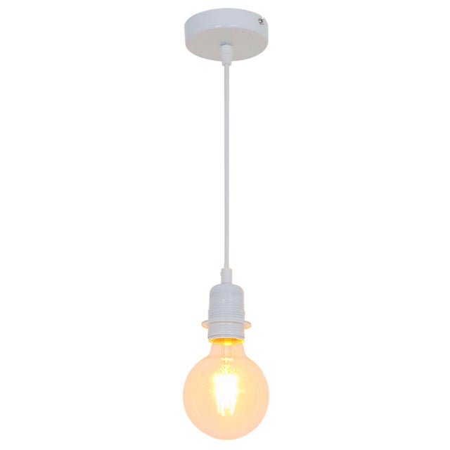 Lampe suspension design en métal blanc Compatible ampoule LED E27