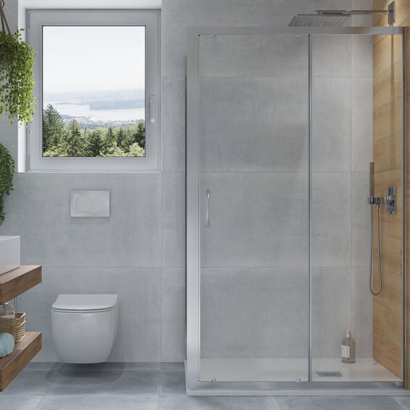 HÜPPE Next - Porte de douche 120 cm en verre transparent avec porte coulissante + Profilés chromés mat (140402.069.322) - 3