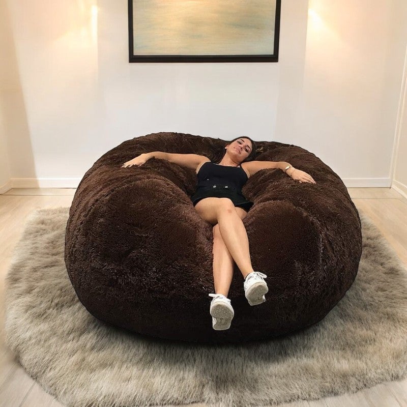 Pouf gigante finta pelliccia BANANAIR cioccolato 160 cm Leroy Merlin