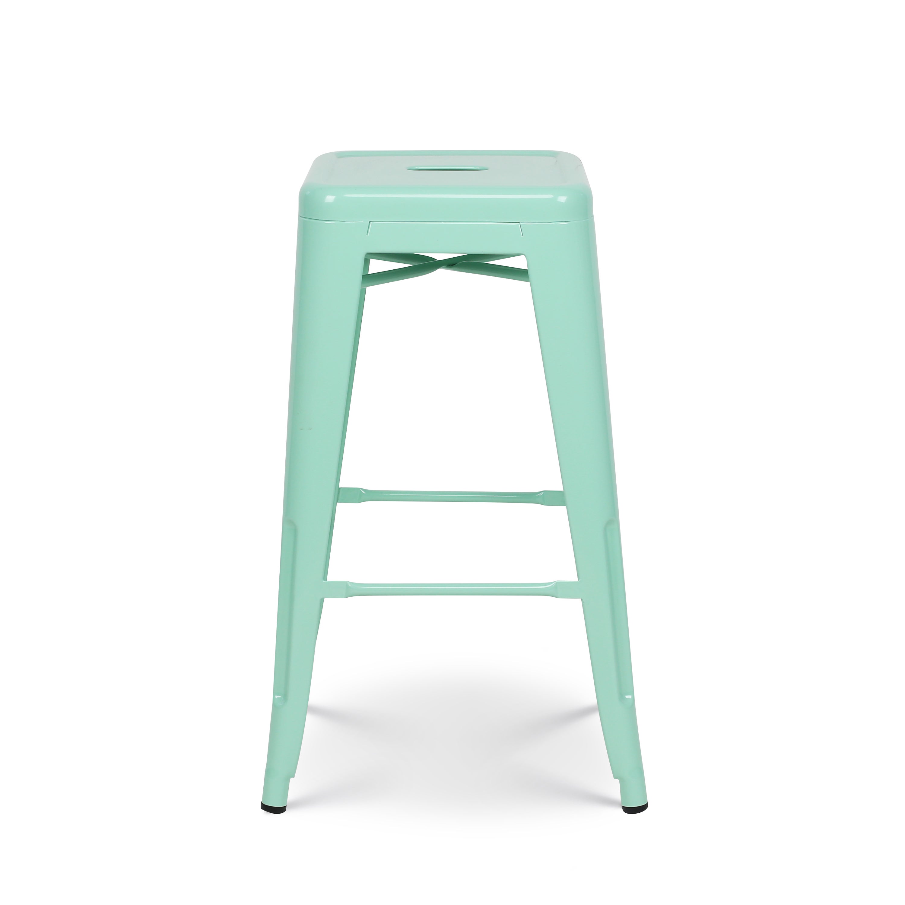 Set di 4 sgabelli da bar in stile industriale in verde chiaro lucido, alti 66 cm - 7