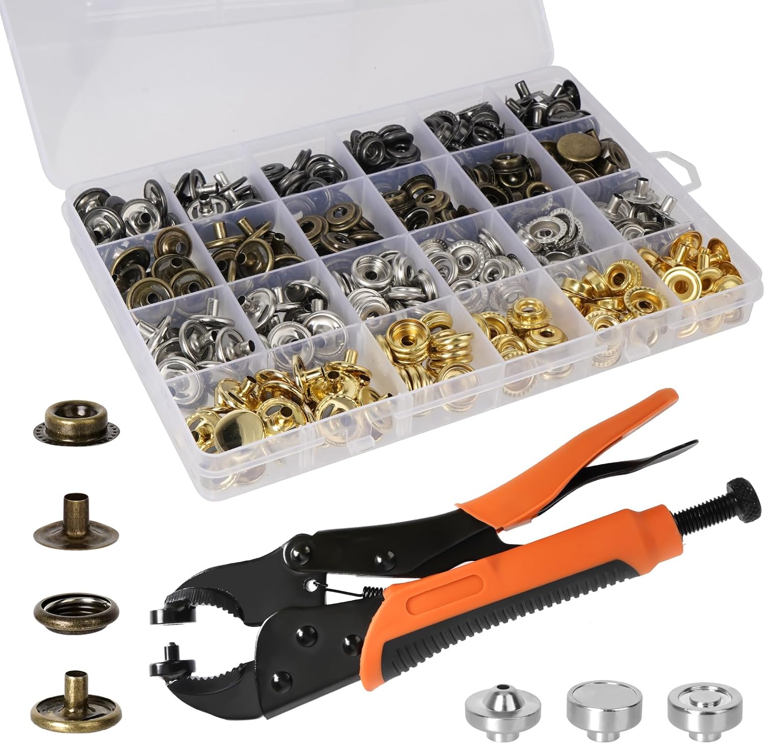 50 200 Pezzi Kit Bottoni Automatici Con Pinza Bottoni Automatici In Metallo Strumento Kit Bottoni Automatici In Acciaio Inossidabile Accessorio Per Abbigliamento Artigianale Fai da te 100 Pezzi
