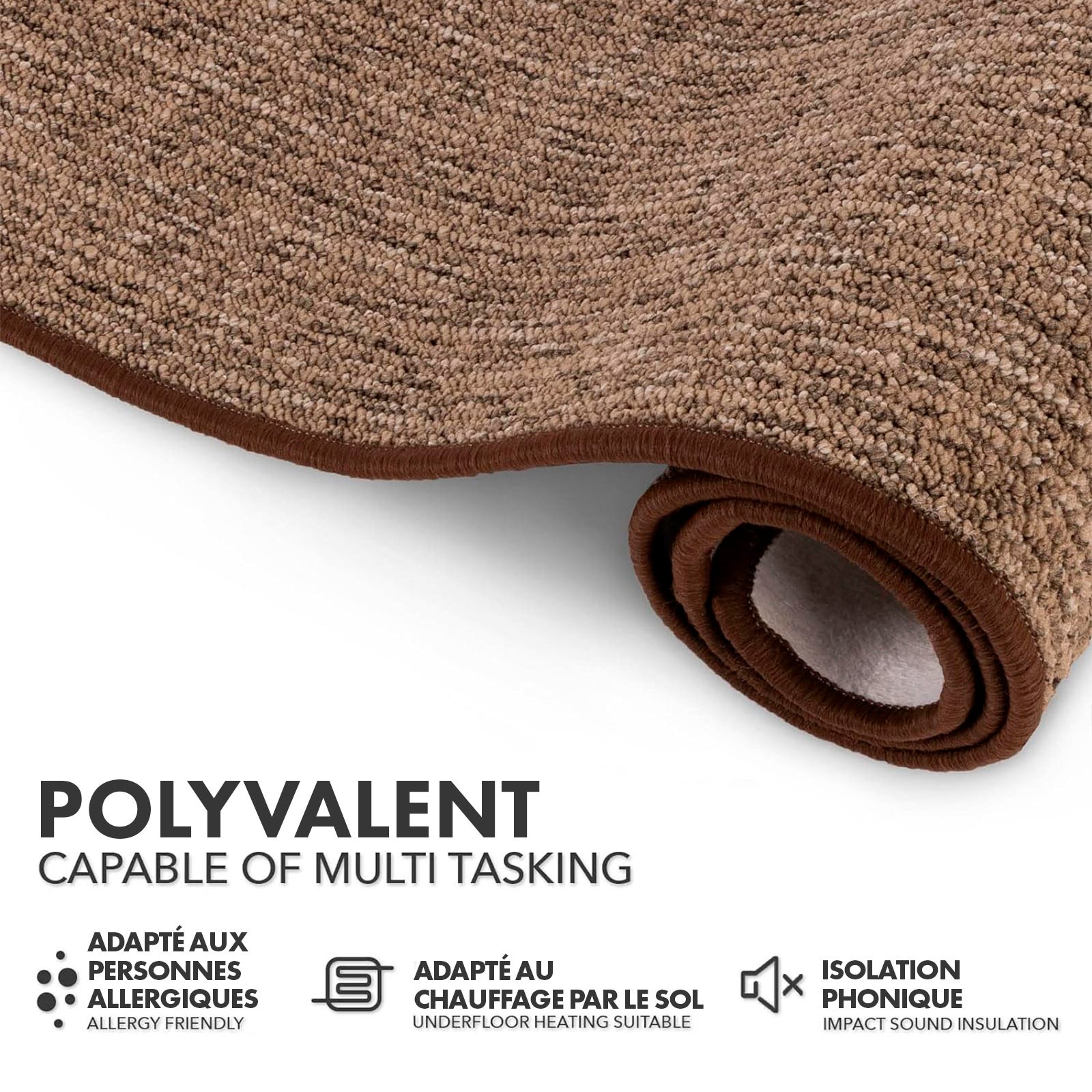 Tapis pour espaces de vie Alto, bouclé plat, Marron, 80 x 250 - 6